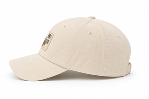 Casquette de baseball en coton lavé beige premium à 6 panneaux, avec logo personnalisé, patch brodé, style vintage décontracté, pour l'été et la plage, vente en gros - Product Image 3