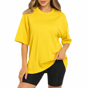 Camiseta de Mujer, Corte Ajustado, Algodón Acordonado, Elástica, Suave, Informal, Básica, Manga Corta, para Verano, Elegante - Product Image 1