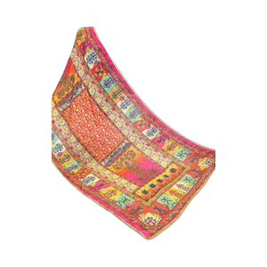 Écharpe de créateur indien brodée à la main en satin de soie respirant écologique multicolore Dupatta étole enveloppement traditionnel féminin - Product Image 1