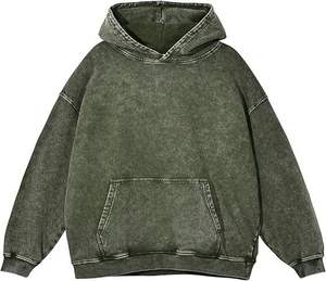Vente en gros de sweats à capuche personnalisés pour hommes, 100% coton, délavés à l'acide, style streetwear, effet vintage et stone washed - Product Image 2