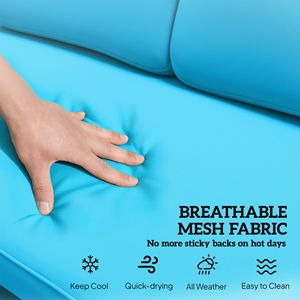 เก้าอี้โยกกลางแจ้งแบบมีเบาะนุ่มสำหรับ 2 คน พร้อมโครงเหล็ก สีฟ้า สำหรับระเบียงและสวนหลังบ้าน - Product Image 6