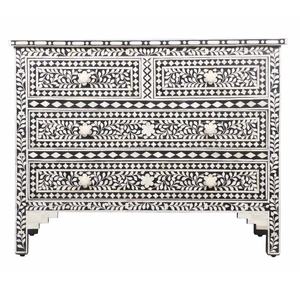 Modern Design Black <b>Thin</b> Zig Zag Bone Inlay 7 <b>Drawer</b> <b>Chest</b> <b>of</b> <b>Drawers</b> Bone Inlay Console Table Bone Inlay Handmade Side Table - Product Image 3