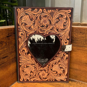 Large Capacity Hand Tooled Leather Diamond <b>Portfolio</b> Folders <b>Case</b> File Personalized Business Executive Business Resume Padfolio - Product Image 3