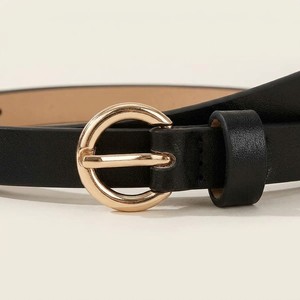 Cinturón de Diseño para Mujer en Cuero PU Negro con Hebilla de Aleación, Estilo Casual y Delgado, Accesorios al por Mayor - Product Image 3