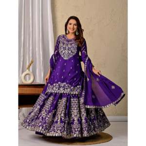 Conjunto de Top y Pantalón de Fiesta para Mujer de Diseñador y Hermoso Dupatta - Product Image 1