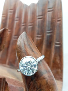 Forme LAB Grown 2.0 CT Bague de fiançailles en argent 925 or massif VVS Moissanite Diamant GIA Certifié Fine Jewelry Bezel - Product Image 6