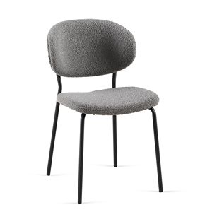 Set di 4 Sedie da Pranzo in Stile Mid-Century Moderno, Tessuto Bouclé Grigio con Schienale Curvo per Cucina e Sala da Pranzo - Product Image 6