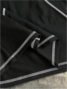 T-shirt noir surdimensionné à manches courtes pour homme avec bordure contrastante, col rond tricoté, décontracté, uni, écologique, 100 % coton - Product Image 5