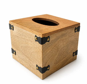 Boîte à mouchoirs en bois faite à la main avec incrustation blanche, support décoratif de style chinois traditionnel - Product Image 4