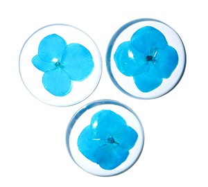 Flor de Violeta Persa, Espécimen Real en Plástico, Cabujón Redondo de 35x35 mm, Base Plana Transparente para Manualidades y Joyería - Product Image 3