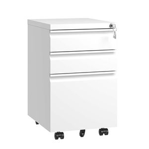 Armadietto Portadocumenti Mobile in Metallo a 3 Cassetti Completamente Assemblato, Bianco, Organizzatore per Casa e Ufficio per Documenti Lettera/Legale/A4 con Serratura - Product Image 2