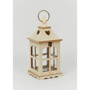 Vintage Farmhouse Wooden Candle Lantern with <b>Distressed</b> Finish and Metal <b>Top</b> Decorative Hanging Floor Lantern for Wedding Garden - Product Image 4