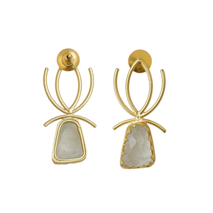Pendientes de Calcedonia Natural, Ligeros, Hechos a Mano, Chapados en Oro, Joyería de Moda - Product Image 3