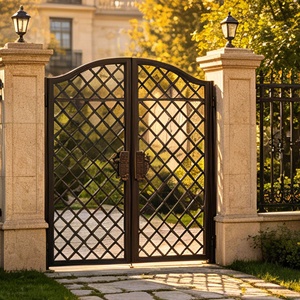 Luxury Wrought Iron Steel Exterior Doors Double Entry High Quality Anti-Theft Durable Modern Fiberglass Outdoor Decoration Villa - Product Image 4