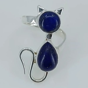 Lapis Lazuli <b>Ring</b> 925 Sterling Silver Handmade Boho Statement Promise Jewelry for Women Natural Round & Pear Shape Gemstone - Product Image 4