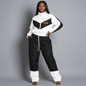 High Quality Streetwear <b>jacket</b> & trouser women's 2 piece set 100% nylon Breathable baggy Fit 2 tone ladies Tracksuit - Product Image 3