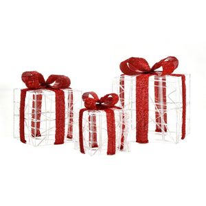 Decorazioni Natalizie Scatole Regalo Illuminate 3 Pezzi con 60 Luci LED per Uso Interno ed Esterno - Product Image 4