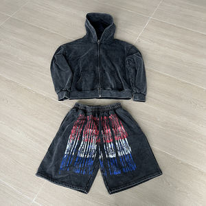 Ensemble jogging homme en coton personnalisé imprimé pour l'automne (hoodie et short) - Product Image 3