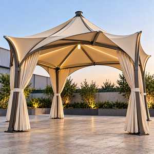 Outdoor Gazebo Tent Pavilion 10x10 FT <b>Waterproof</b> Polyester <b>Canopy</b> with PVC Coating Powder Coated Aluminum Frame Draped Curtains - Product Image 1