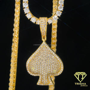 Pendentif en moissanite et diamant Iced Out Spade, fabriqué en argent sterling 925, avec un design de bijoux hip-hop de luxe. - Product Image 5