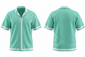 Camisa de Vestir de Manga Corta, Color Liso, Tela Elástica, con Rayas Blancas, Cómoda y Elegante, para Verano, OEM - Product Image 5