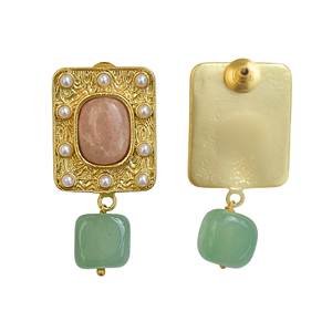 Pendientes Colgantes Bohemios de Flor Chapados en Oro de Cuarzo, Joyería de Fiesta Hecha a Mano para Mujer - Product Image 5