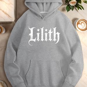 Gothic Style Lilith Printed <b>Women's</b> Casual <b>Hoodie</b>, 100% Polyester Knitted Sweatshirt with Pockets, Autumn Fashion <b>Red</b> Color - Product Image 5