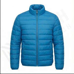 Doudoune d'hiver de couleur unie pour hommes et femmes avec manches imprimées à col montant et fermeture à glissière Mode masculine - Product Image 2
