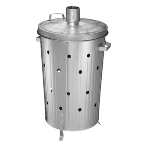 Vintage <b>Large</b> Galvanized Steel Garden Incinerator Fire <b>Bin</b> Outdoor Metal Waste And Rubbish Burner For Paper Leaves And Wood - Product Image 1