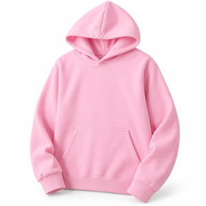 <b>Women's</b> <b>Pink</b> Solid Hooded Cotton Fleece Anti-Shrink Long Sleeve Pullover <b>Hoodie</b> with Kangaroo Pocket Casual Winter - Product Image 5