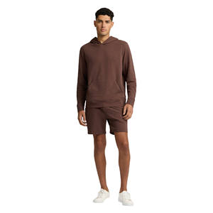 Conjunto de Sudadera con Capucha y Pantalones Cortos de Algodón 100% Transpirable, Ropa Deportiva Informal para Correr, Traje Deportivo para Hombre, para Trotar, Pescar y Hacer Senderismo al Aire Libre - Product Image 1