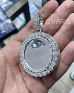 Colgante Personalizado de Hip Hop con Foto e Imagen, con Moissanita, Plata 925, Lujoso, para Fiesta, Moda, Diseño Circular - Product Image 5