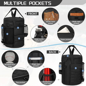 Bolsa de béisbol de gran capacidad para viaje con compartimentos separados para zapatos y pelota, correas de hombro ajustables - Product Image 5