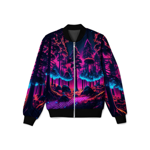 Men's Black Solid Streetwear Bomber Jacket with Stand Collar Zipper Closure Hooded Winter Wear Polyester Material - Product Image 5