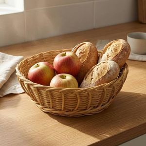 Hot Selling Multi-functional Woven Rattan Fruit Bread Basket Food Storage Basket for Household Wholesale From India - Product Image 1