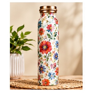 ขวดน้ำทองแดงลายโบฮีเมียนพร้อมฝาทองแดงแบบพกพาสำหรับเดินทาง - Product Image 3