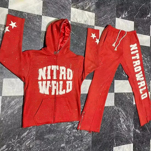 Stylish Winter Printed Jogger Set Custom Logo <b>Distressed</b> Applique Embroidery Mens Sportswear Tracksuit Cotton Sweatsuit Hoodie - Product Image 1