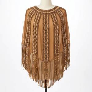 Poncho vintage tissé à la main, orné de perles, le plus vendu, pour occasions spéciales, 100 % polyester, disponible dans le monde entier - Product Image 1