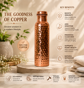 Botella de agua de cobre hecha a mano, sin uniones, a prueba de fugas, de alta demanda, para exportación, de calidad alimentaria, para uso en gimnasio y yoga. - Product Image 5