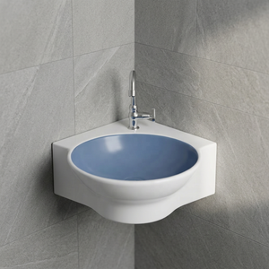 Vasque carrée en céramique bleue haut de gamme, design moderne et artistique, à poser sur comptoir pour salle de bain - Product Image 1