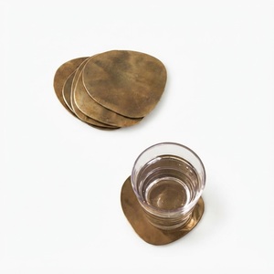 Hammered Metal <b>Coasters</b> Set With Holder <b>Silver</b> Matt Finish Stainless Steel Round Drink <b>Coasters</b> For Restaurant Bar Table Decor - Product Image 2