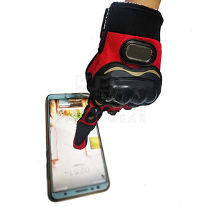 Premium Quality Leather Full Finger Biker <b>Gloves</b> <b>Touchscreen</b> Compatible Safety Support Breathable Comfortable Adjustable Wrist - Product Image 2