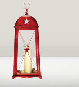 New Arrival 2026 Factory selling Metal & Glass Lantern Simple Looking With Matt <b>Red</b> Finish <b>Candle</b> Lantern for Wedding - Product Image 3