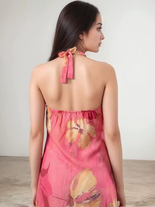 Robe Midi Formelle Imprimée Numérique en Gros pour Femme, Taille Naturelle, Boutons, Motif Floral Bohème, Robe Décontractée pour Femme, Robe de Plage pour Fête - Product Image 3