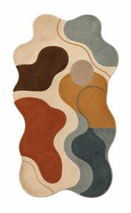 Tapis en laine bouclée courbé, tufté à la main, en forme de croissant, à base concave, pour salon - Product Image 4