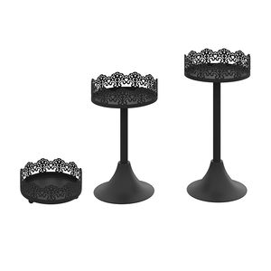 3 Piece Black Aluminium Dessert Tray Set Multipurpose Cupcake & <b>Cookie</b> Display Stand Elegant Photo Props for Weddings - Product Image 4