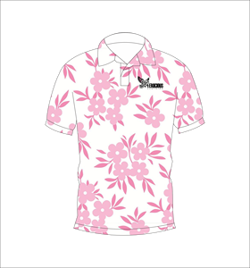 Polo Rosa Suave con Estampado Floral, Diseño de Hojas y Flores en Tono Rosa, Manga Corta, Verano, Casual, Vista Frontal y Trasera - Product Image 6