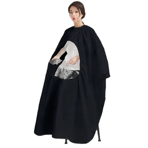 Capa de Peluquería RAMAFHH y MEDAX Negra de Pongee, Manga Larga, Resistente al Agua, Profesional para Salón, Corte de Cabello y Coloración - Product Image 1
