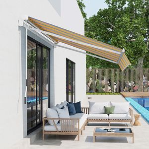 Toldo Retráctil Manual de 8 Pies x 6.6 Pies para Patio, Color Mixto, Resistente al Viento, Brazos Plegables Extensibles de 5 m para Patios y Terrazas Exteriores - Product Image 2
