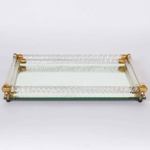 Acrylic <b>Mirror</b> Decorative Brass Handle Mason Tray Manufacturing by Lametierartz in Indian Design handmade indian servings trays - Product Image 4